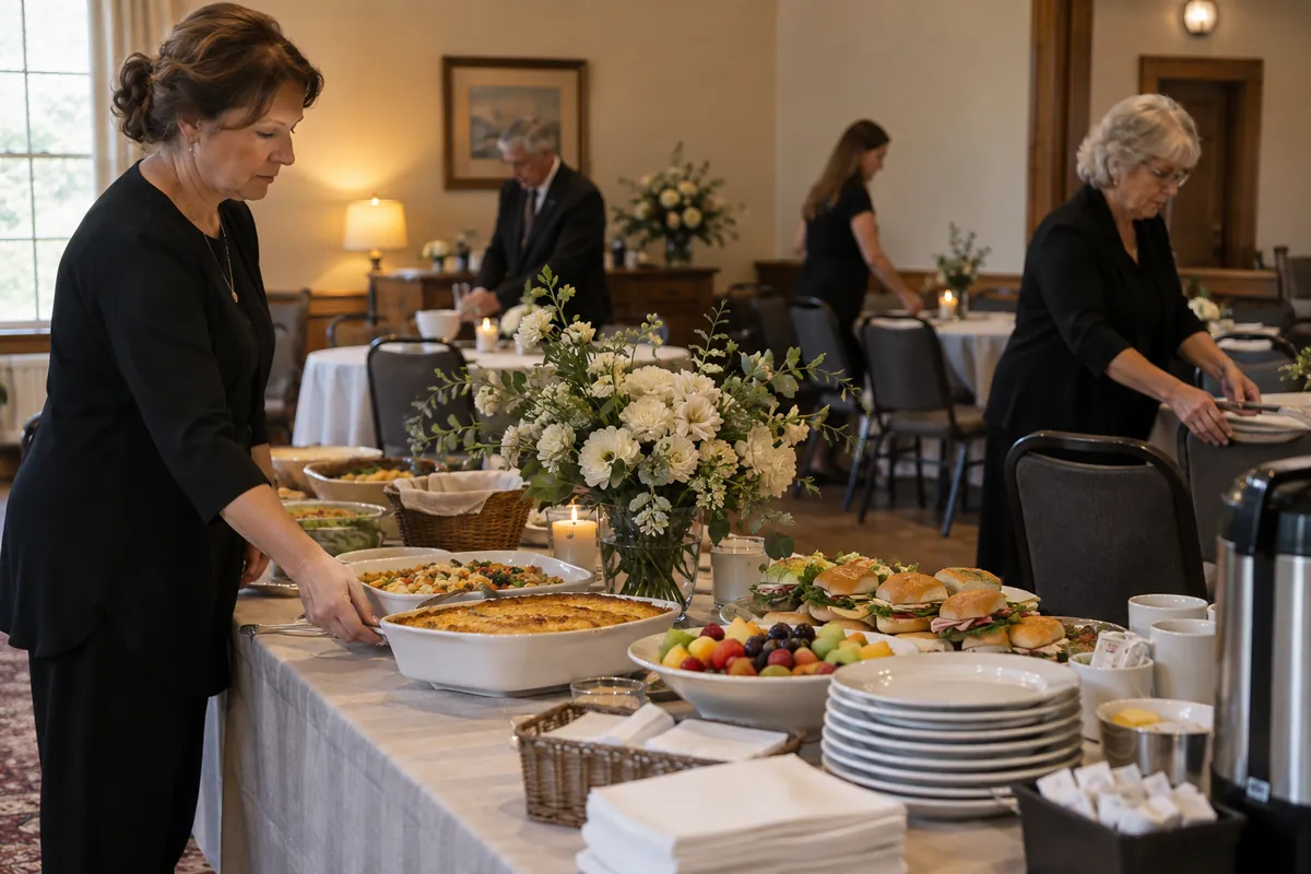 Illustration supporting Funeral Reception Ideas: Food, Setup, and What to Expect