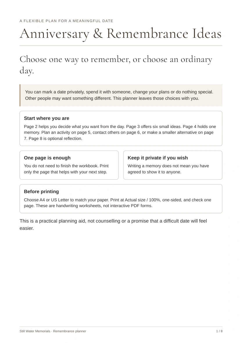 Anniversary & Remembrance Ideas — Practical ideas and a flexible plan for a significant date