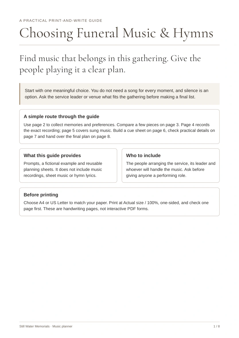 Choosing Funeral Music & Hymns — Choose meaningful music and give the venue a clear plan