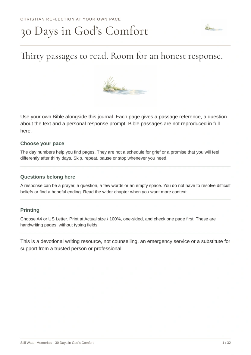 30 Days in God's Comfort — Thirty Bible reflections, with space for your own response