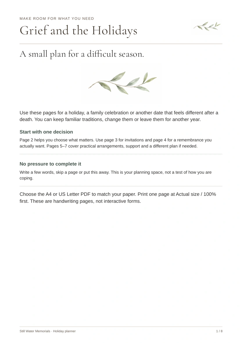 Grief and the Holidays — A gentle plan for invitations, traditions and difficult dates