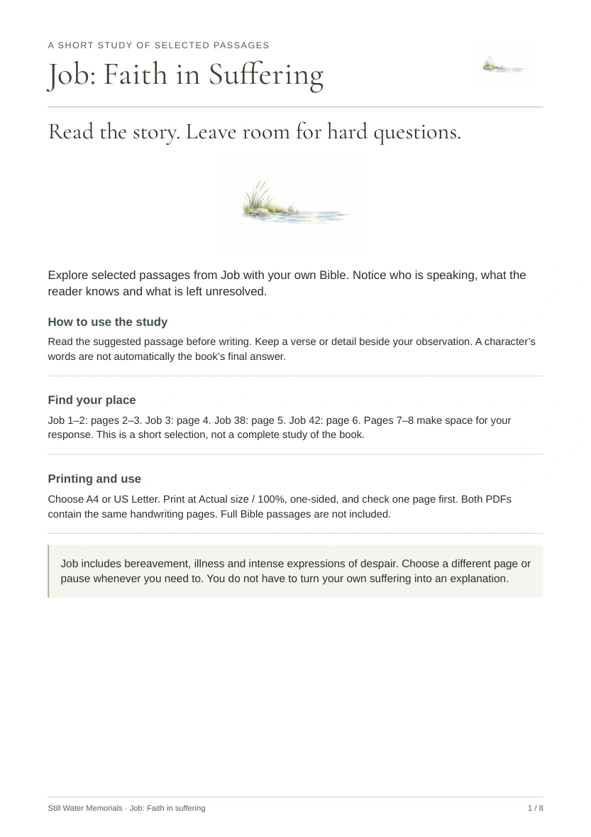 Job: Faith in Suffering — Read selected passages from Job with room for honest questions